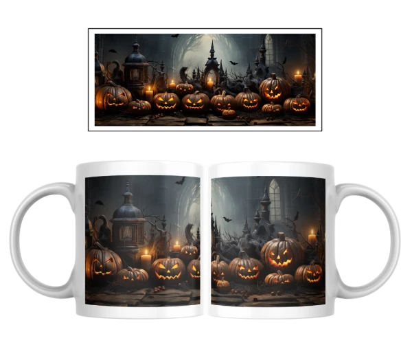 Halloween hrnek – Dýně v temném kostele