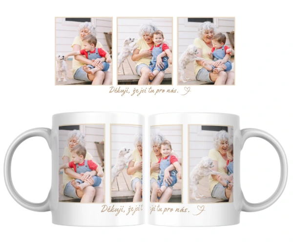 Hrnek s koláží fotek a vlastním textem – osobní dárek od srdce 3