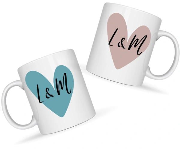 Sada hrnků pro zamilované – Dva hrnky, jedno srdce