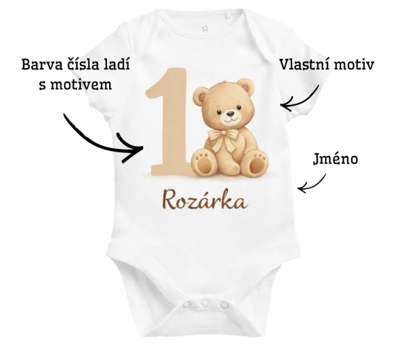 Body k 1. narozeninám s vlastním motivem a jménem