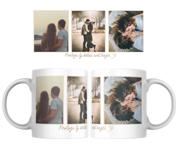 Hrnek s koláží fotek a vlastním textem – osobní dárek od srdce 2