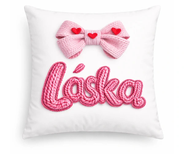 Romantický polštář Láska s mašlí
