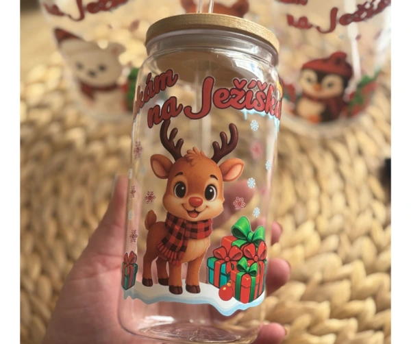 Vánoční sklenička Čekám na Ježíška – sobík