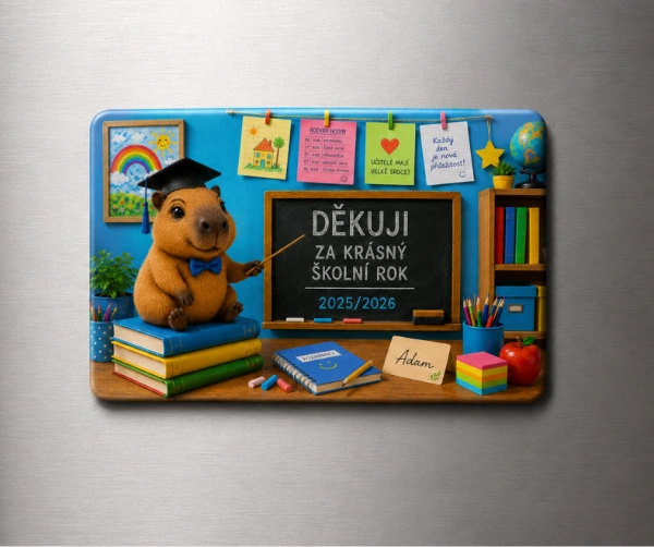 Magnetka pro učitelku s kapybarou | Děkuji za krásný školní rok