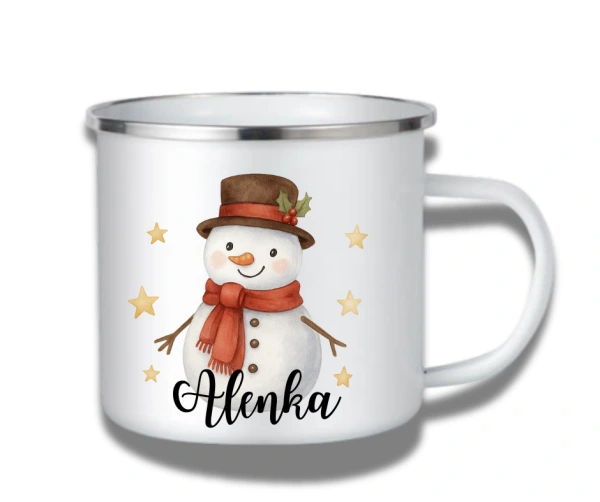 Vánoční plecháček – Sněhuláček s hvězdičkami