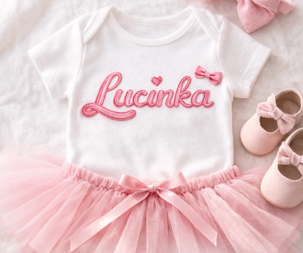 Body s efektem pleteného jména -růžová 3