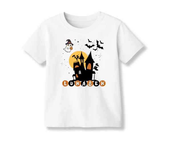 Dětské tričko Halloween – strašidelný hrad se jménem