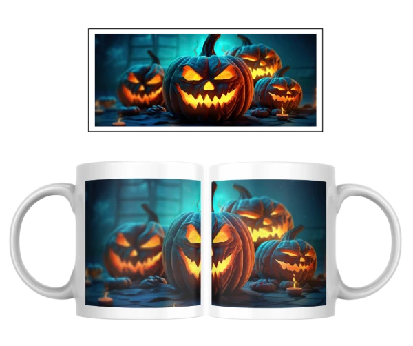 Halloween hrnek – Zářící dýně ve tmě